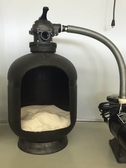 This is an open sand filter showing what the sand would look like